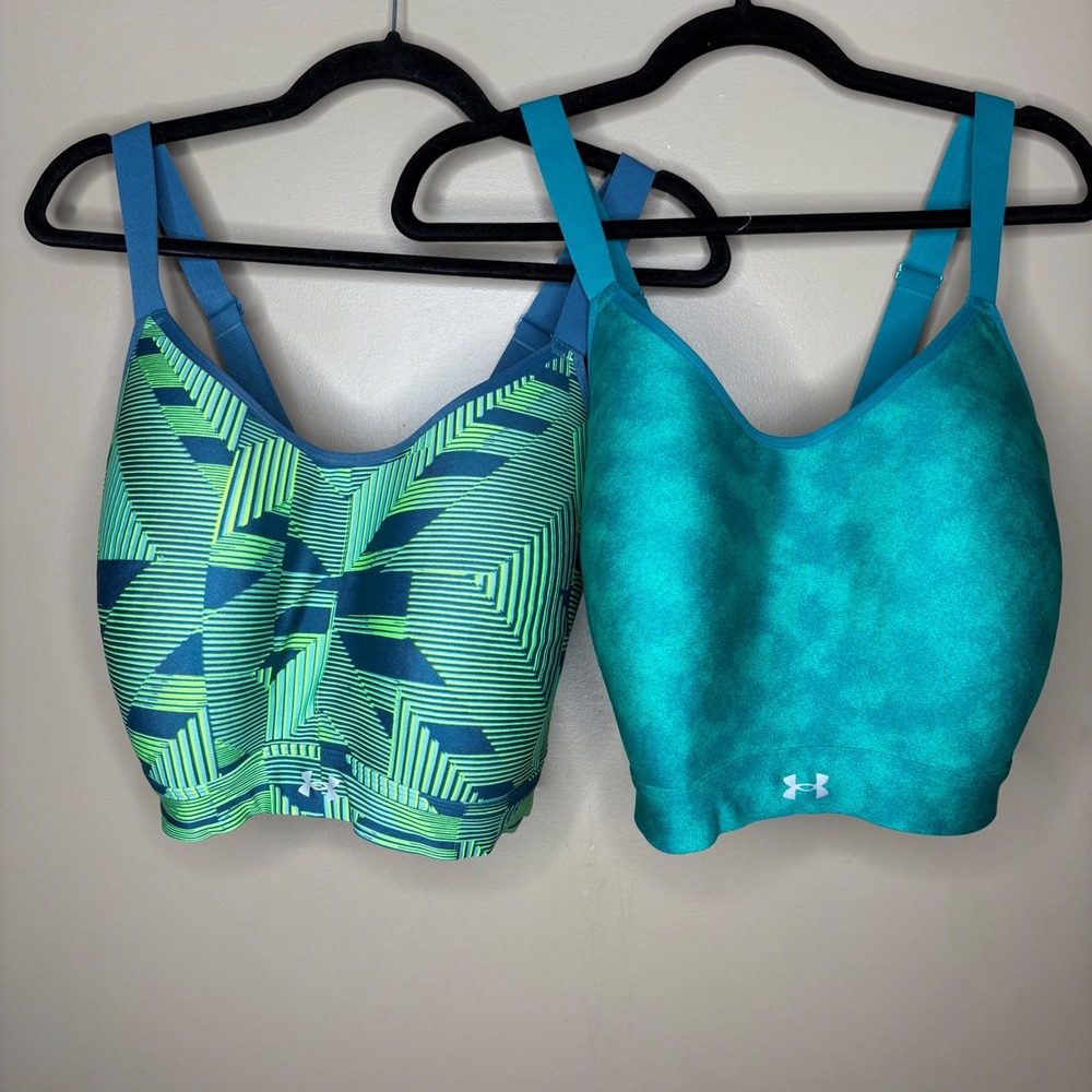 LOT of 2 Under Armour Infinity High Sports Bra Blue Green Women Plus Sz 3X